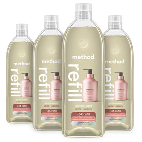 Method Gel Hand Soap Refill Vanilla Raspberry pack of four 28oz bottles