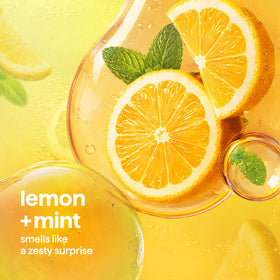 Method hand wash bottle with lemon and mint design