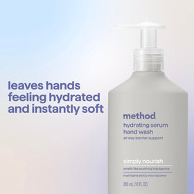 Method Hydrating Serum Hand Wash on a bathroom sink