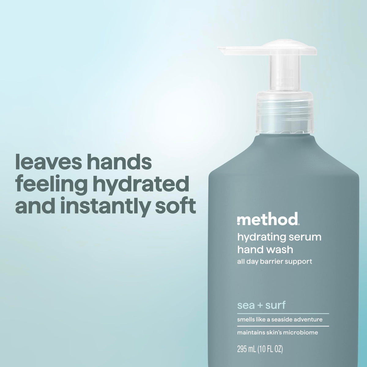 Method Hydrating Serum Hand Wash Sea + Surf 10 fl oz pump close-up