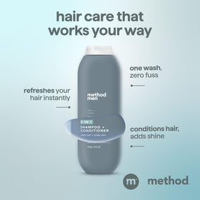 Method Men 2-in-1 Shampoo and Conditioner, Sea + Surf in use in shower