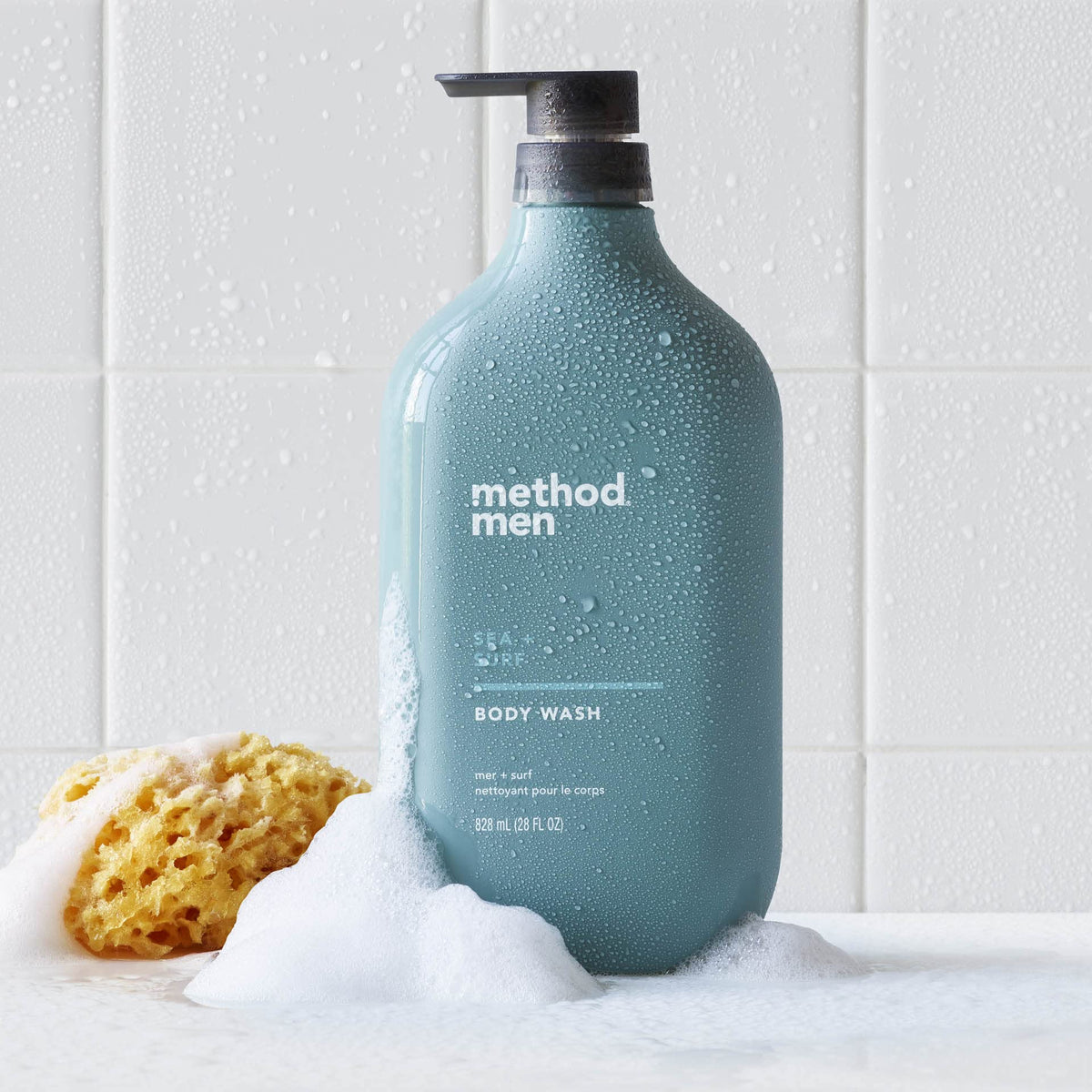 Method Men Body Wash 28 fl oz with a lathering sponge