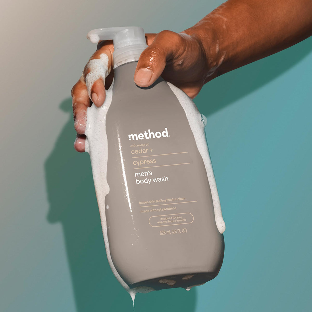 Method Men Cedar and Cypress Body Wash packaging detail