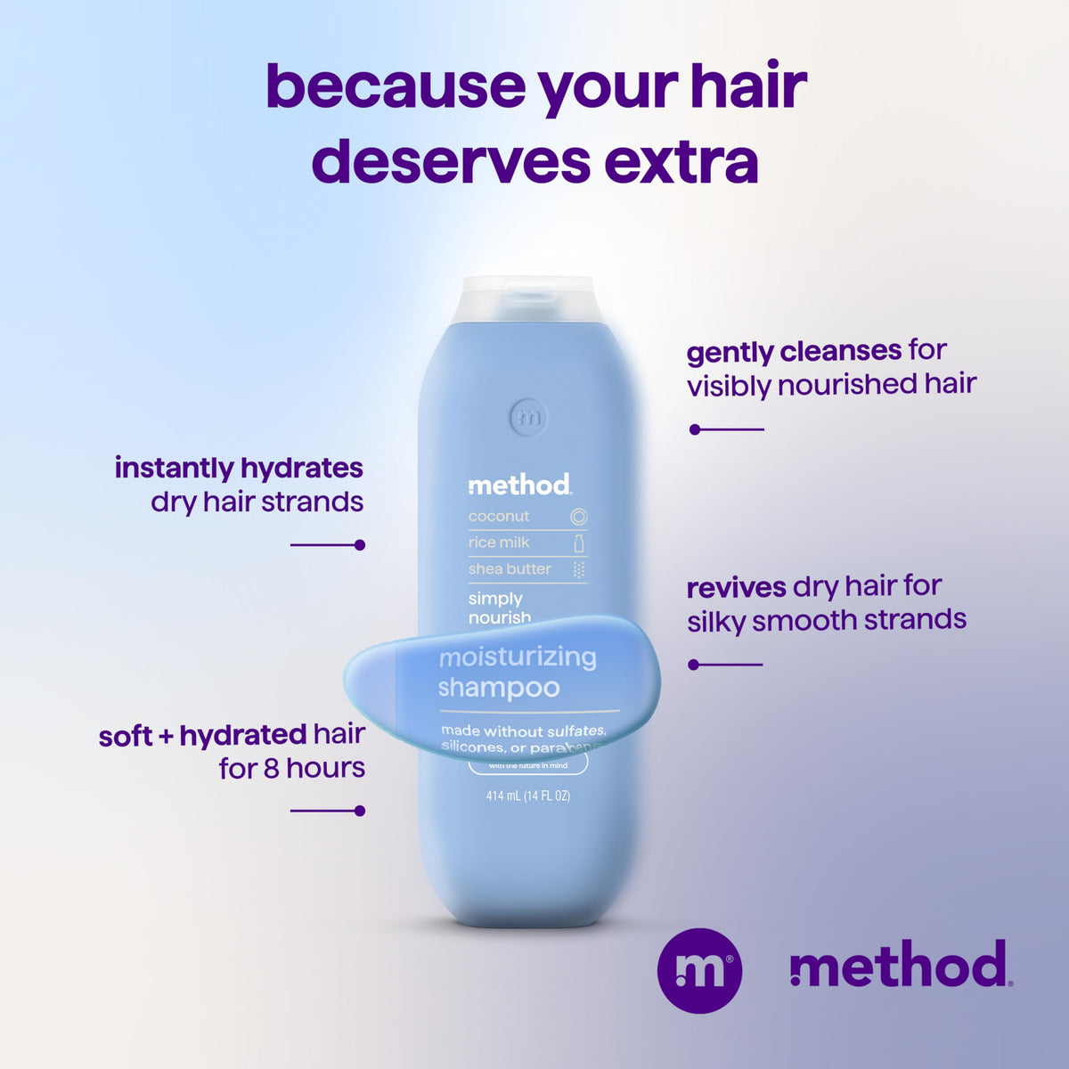 Method Moisturizing Shampoo in a bathroom setting