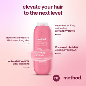 Method Pure Peace Volumizing Shampoo 14 oz with floral background