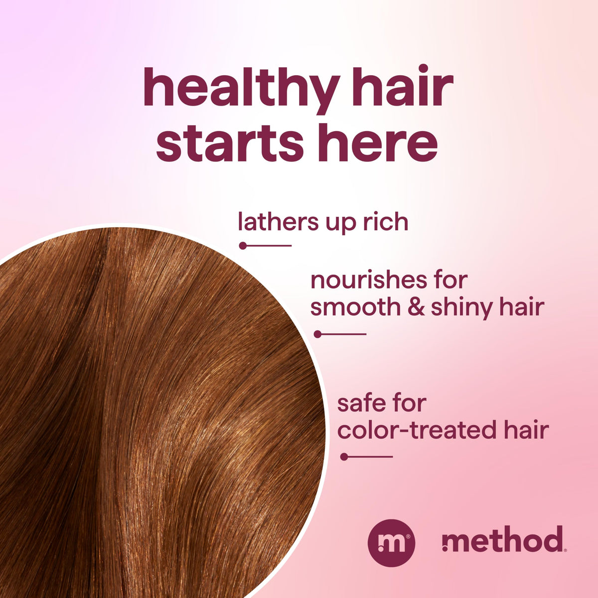 Method Pure Peace Volumizing Shampoo 14 oz with ingredients list