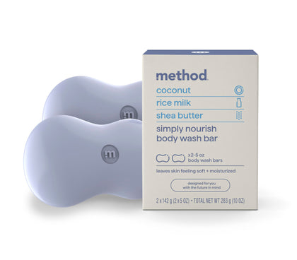 Method Simply Nourish Bar Soap front view with ergonomic shape