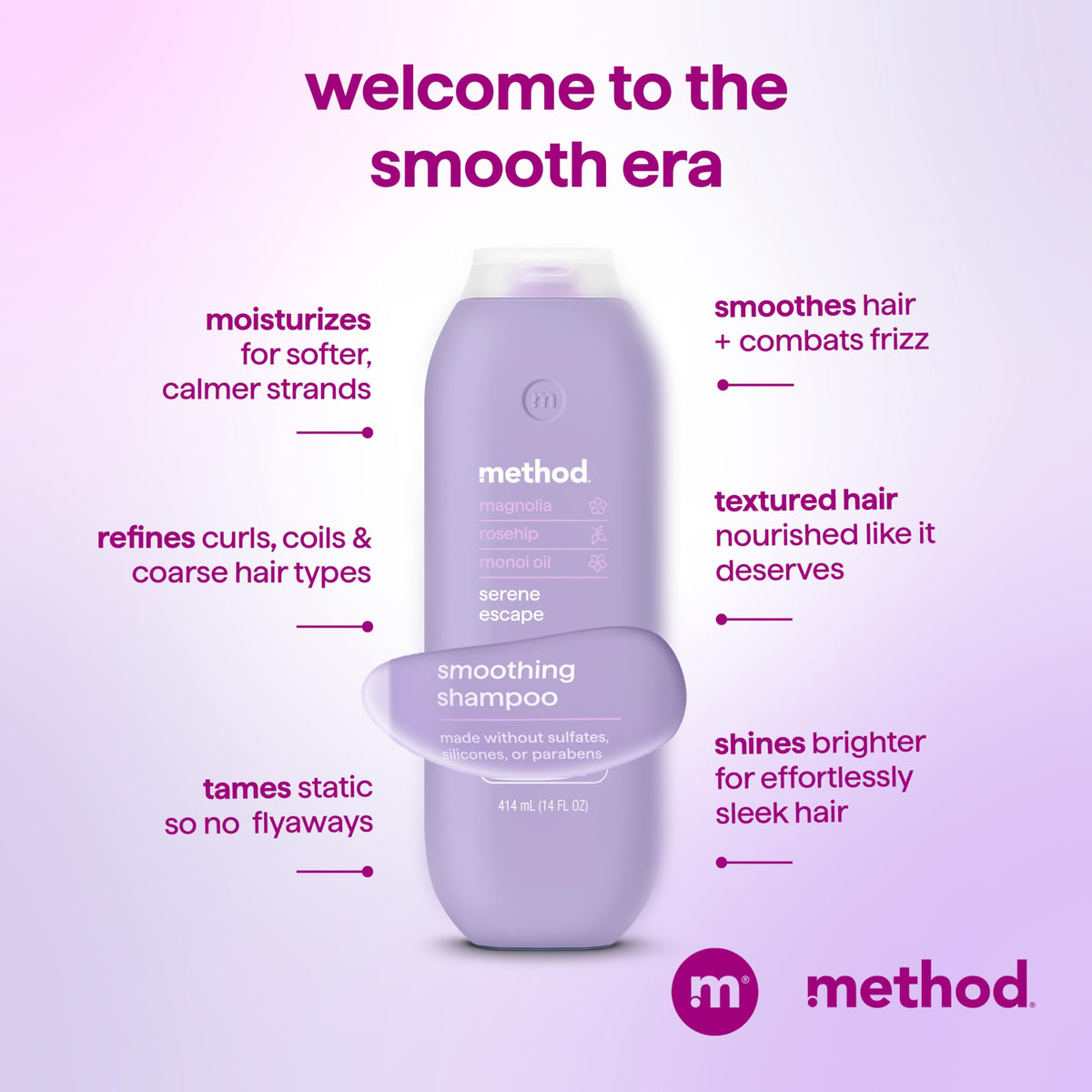 Method Smoothing Shampoo 14 fl oz with coconut oil and monoi oil