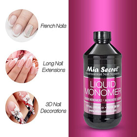 Mia Secret Liquid Monomer 16 oz showing ingredients list