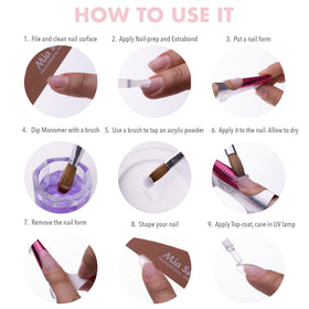 Mia Secret Liquid Monomer 16 oz with acrylic nail tools