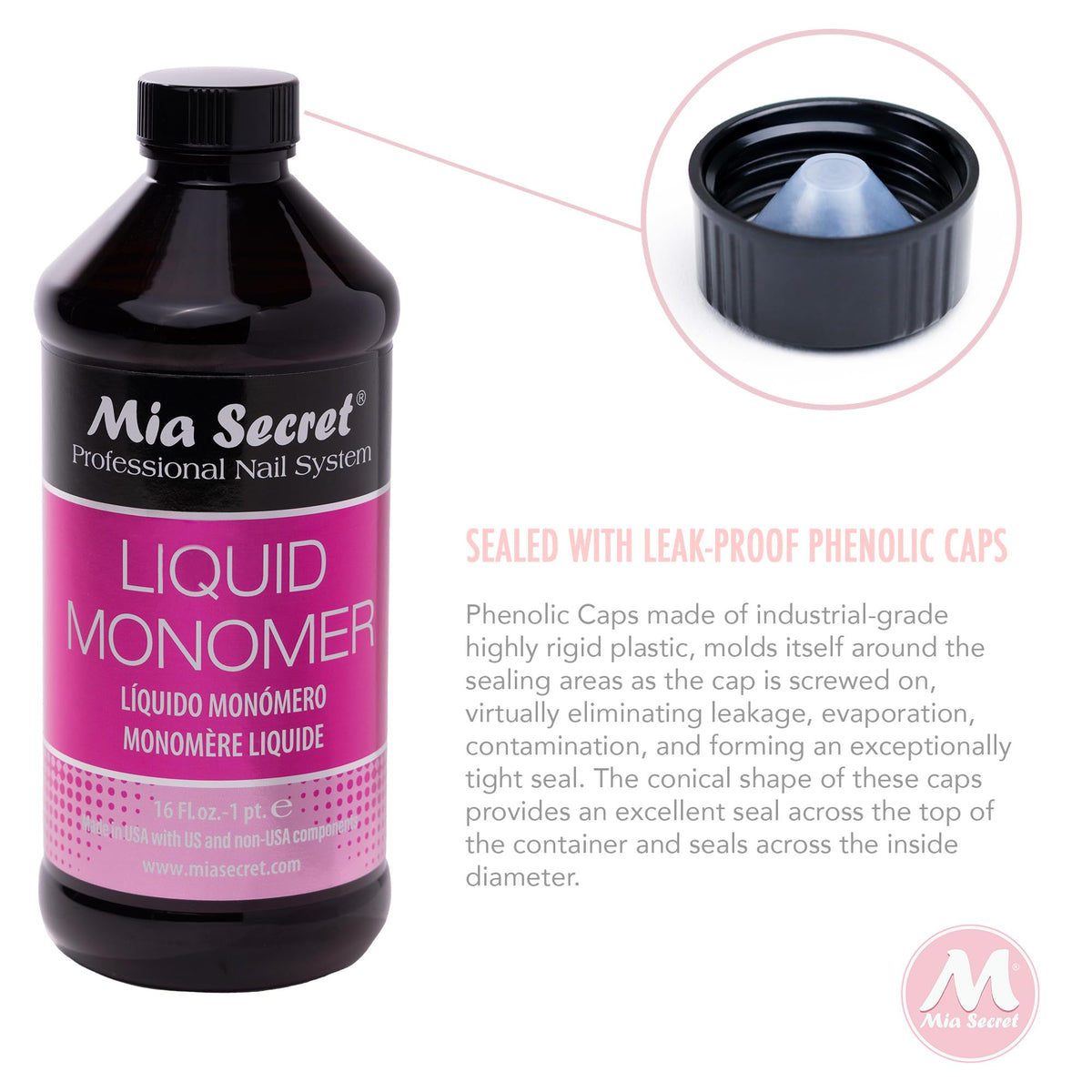Mia Secret Liquid Monomer 16 oz with acrylic powder
