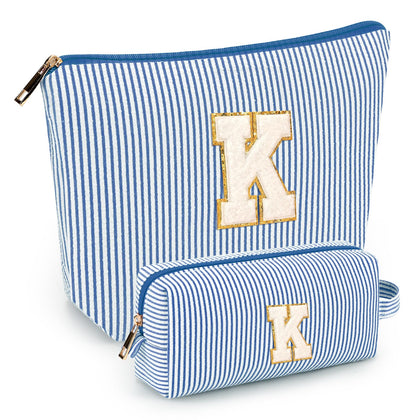 mibasies 2 PCS cosmetic bags front view in blue