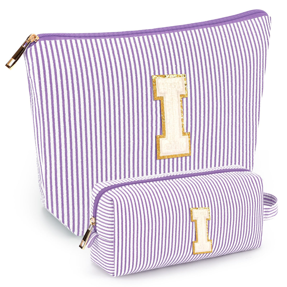 mibasies 2 PCS cosmetic bags in purple front view