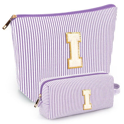 mibasies 2 PCS cosmetic bags in purple front view