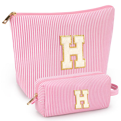mibasies 2 PCS Initial Makeup Bags in pink colour front view