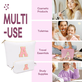 mibasies 2 PCS Initial Makeup Bags with alphabet letters