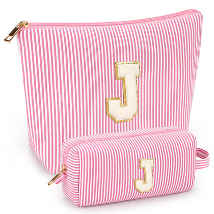 mibasies initial makeup bag front view in pink