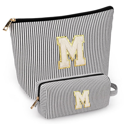 mibasies Initial Makeup Bag in black with alphabet letters