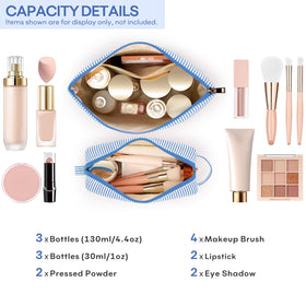mibasies Initial Makeup Bag in blue side view with zipper