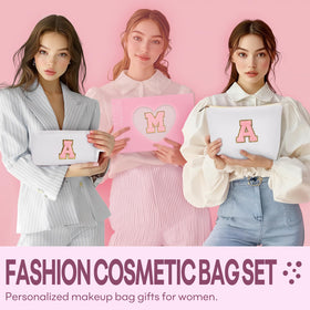 mibasies Initial Makeup Bag in pink showing the interior