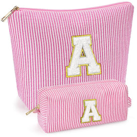 mibasies Initial Makeup Bag in pink with alphabet letters