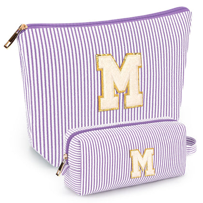 mibasies Initial Makeup Bag in purple front view