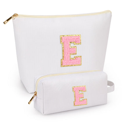 mibasies Initial Makeup Bag in white with alphabet letters