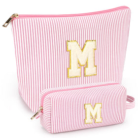 mibasies Initial Makeup Bag Light Pink front view