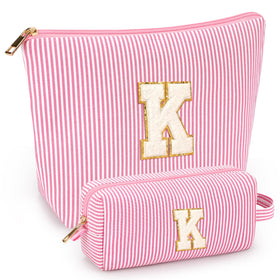 mibasies Initial Makeup Bag pink model front view