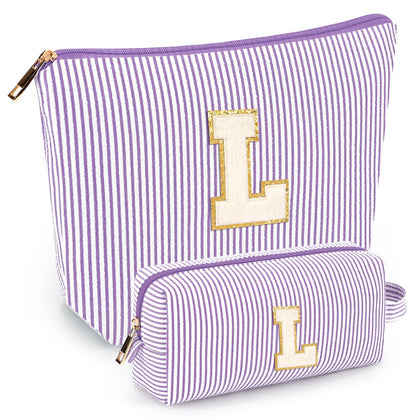 mibasies Initial Makeup Bag purple front view with alphabet letters
