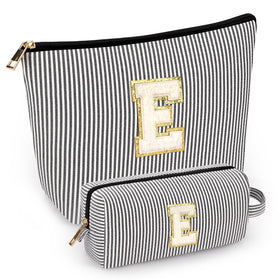 mibasies initial makeup bag set in black with alphabet letters