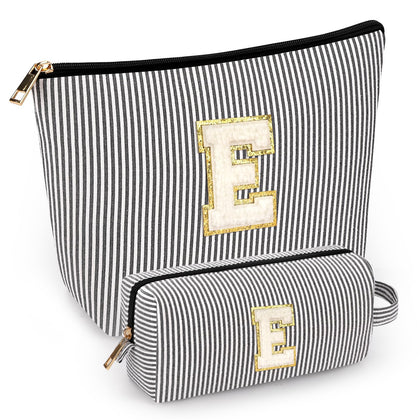 mibasies initial makeup bag set in black with alphabet letters