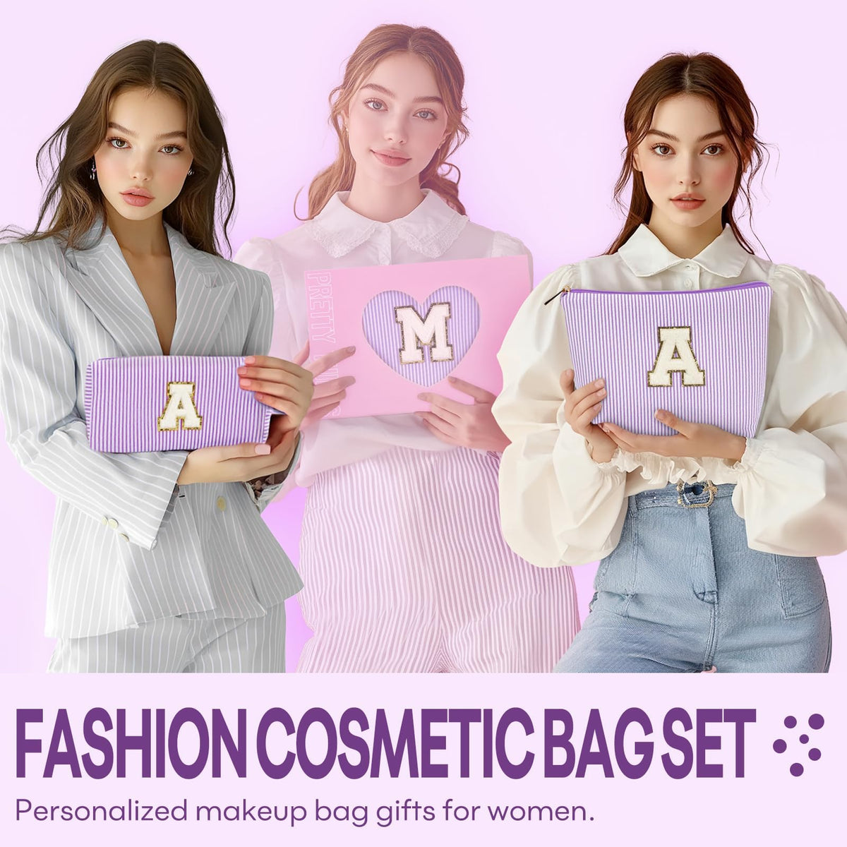 mibasies Initial Makeup Bag size comparison side view