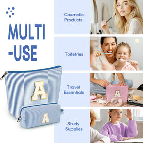 mibasies initial makeup bag used as a pencil case