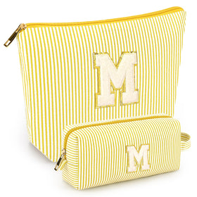 mibasies Initial Makeup Bag yellow front view with alphabet letters