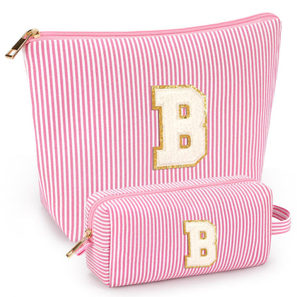 mibasies Initial Makeup Bags pink cosmetic bags front view
