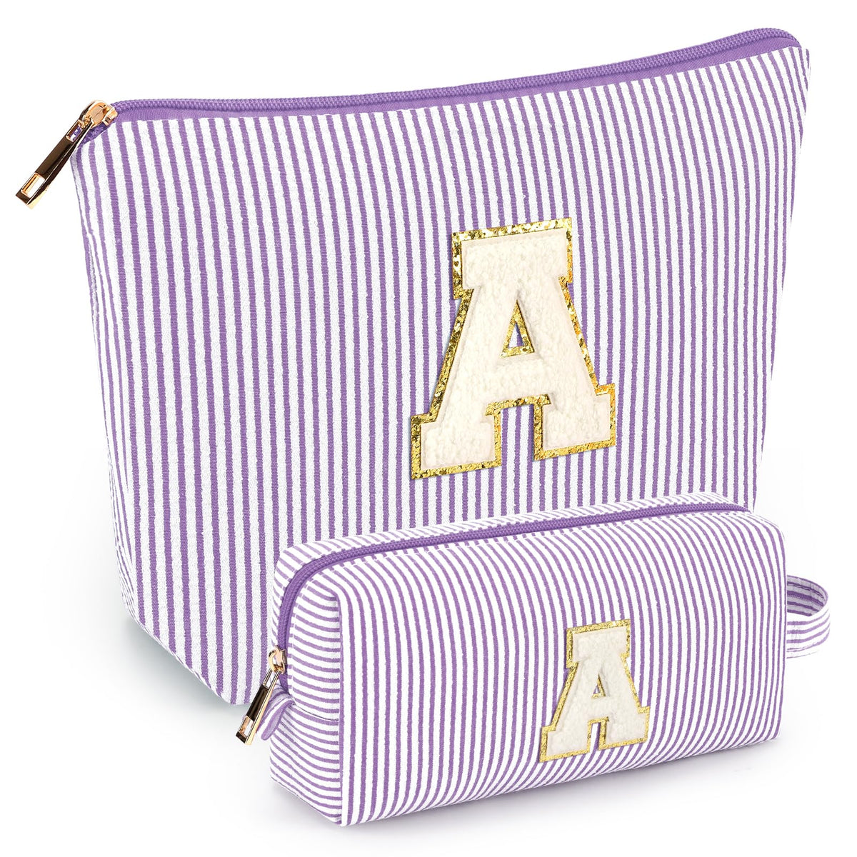 mibasies Initial Makeup Bags set in Purple A front view