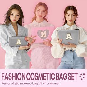 mibasies pink initial makeup bag front view