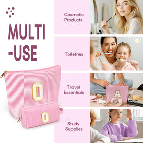 mibasies yellow cosmetic bag on a travel suitcase