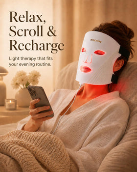 MICEYLIVE LED Face Mask showing protective eye pads