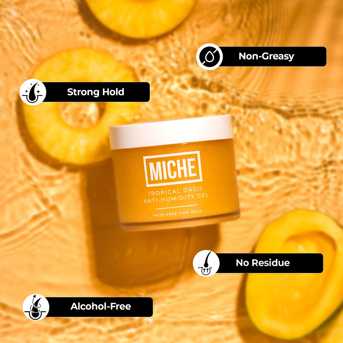 Miche Beauty Anti-Humidity Frizz-Free Hair Gel 8.8 oz with styling tools