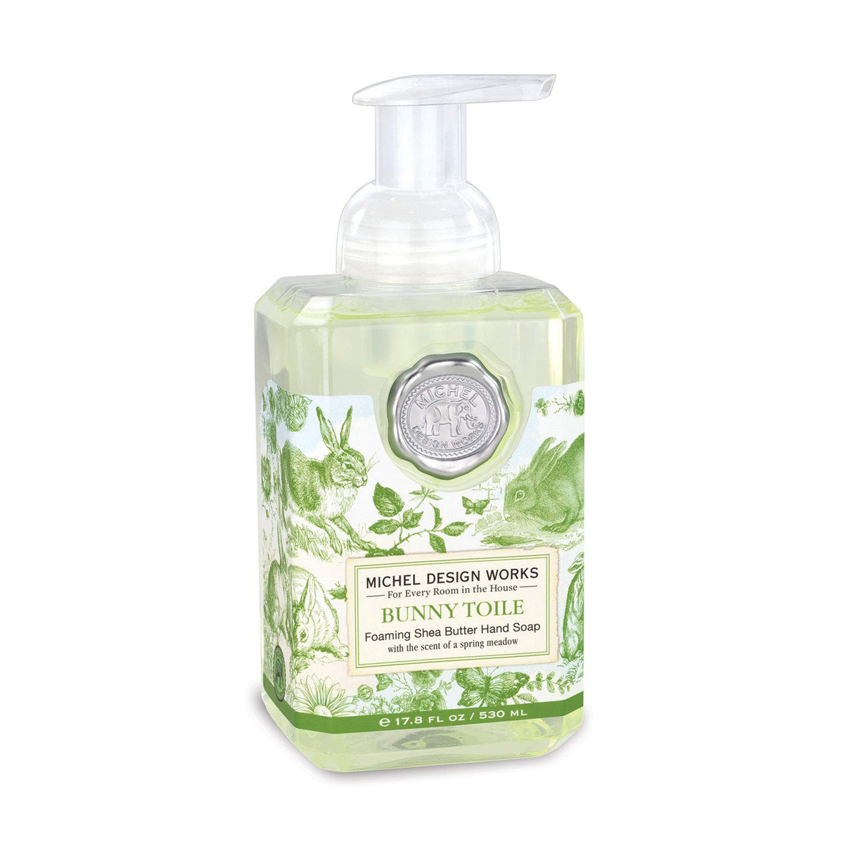 Michel Design Works Foaming Hand Soap Bunny Toile front view