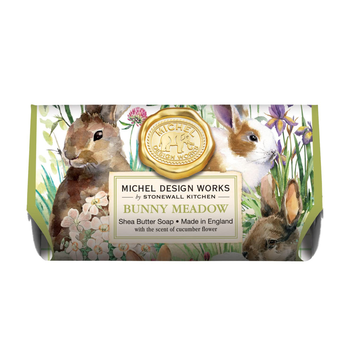 Michel Design Works Large Bath Soap Bar Bunny Meadow front view