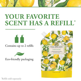 Michel Design Works Lemon Basil Foaming Hand Soap back view showing product details