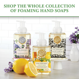 Michel Design Works Lemon Basil Foaming Hand Soap lifestyle scene in bathroom