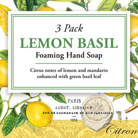 Michel Design Works Lemon Basil Foaming Hand Soap side view showing packaging