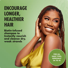 Mielle Organics shampoo bottle with label details