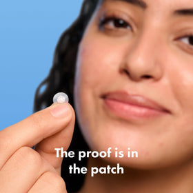 Mighty Patch Mini Invisible+ patches showing size comparison