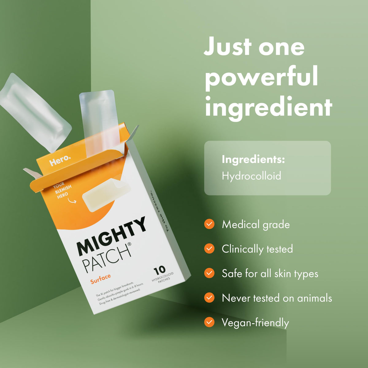Mighty Patch Surface packaging next to a skincare routine