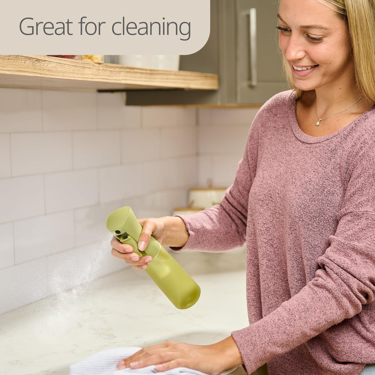 MIGHTY STRONG Continuous Spray Bottle in a bathroom setup